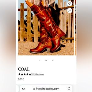 Freebird Coal boots in Cognac, Size 7